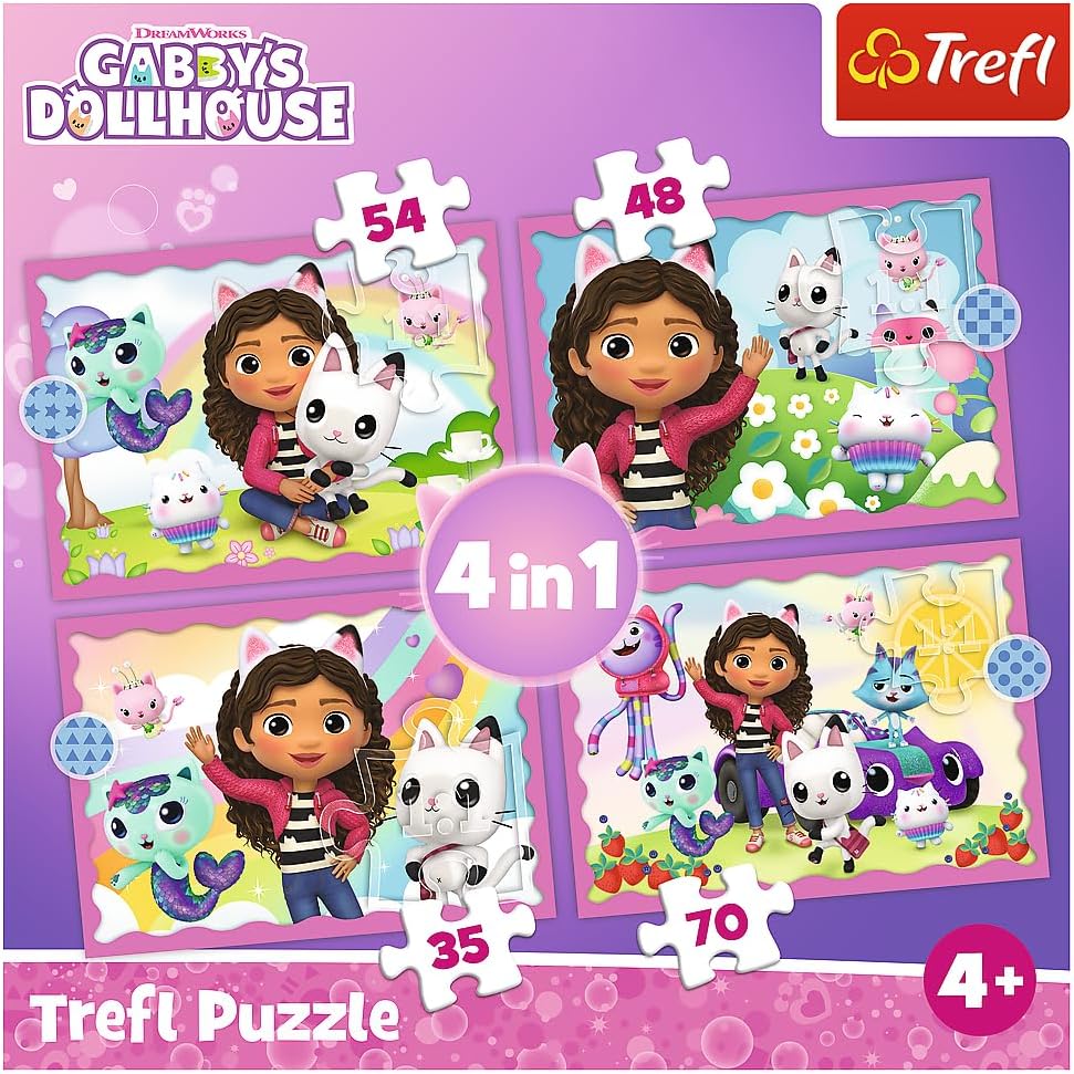 Trefl Puzzle 4w1 Przygody Gabi Koci Domek Gabi