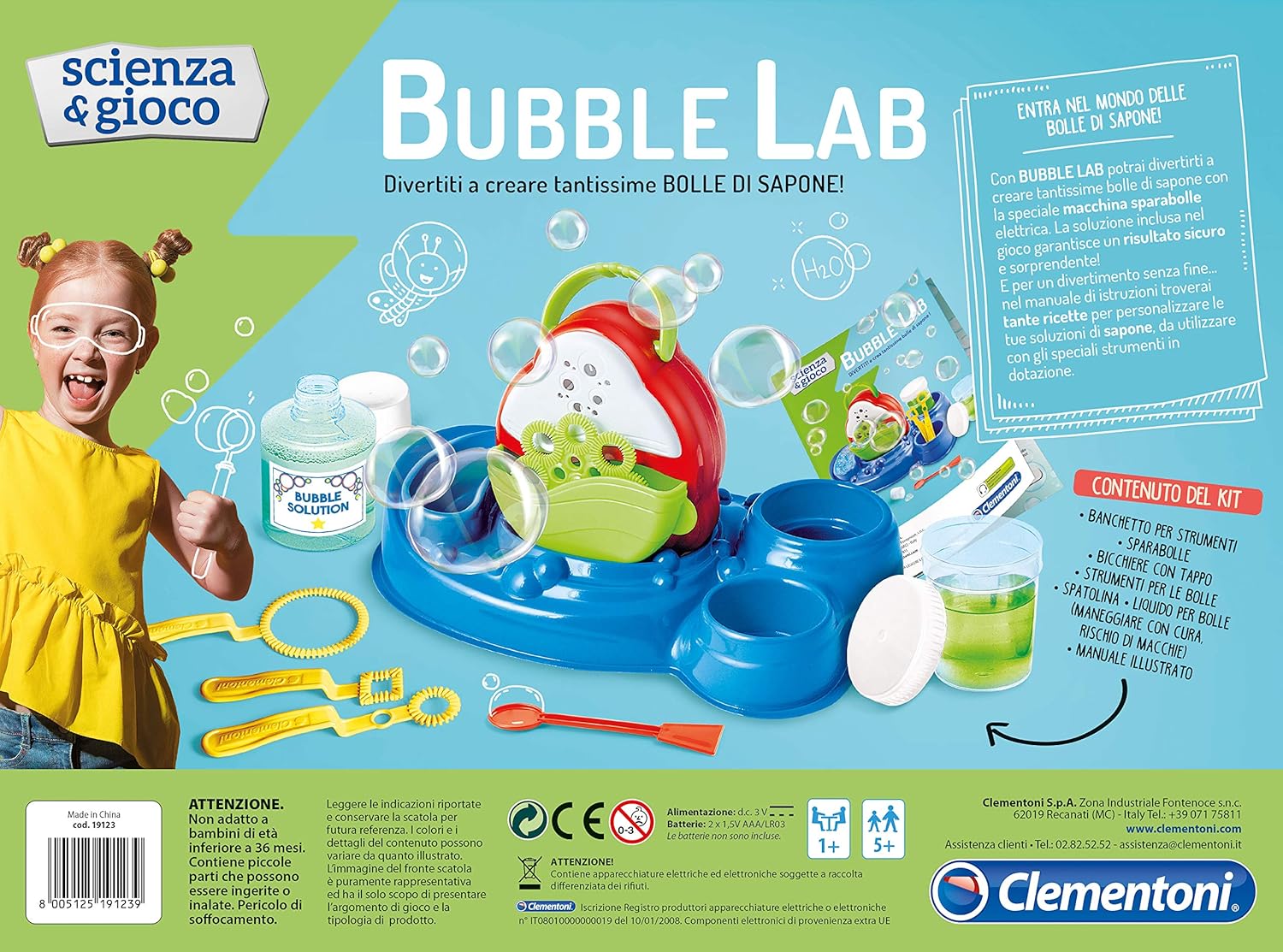 Clementoni- Ciencia y Juego-Bubble Lab Laboratorio Científico, Multicolor (19123