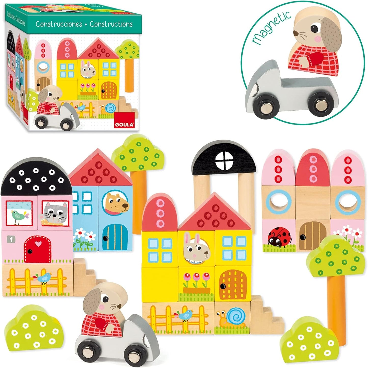 Goula - Pack 40 piezas de arquitectura conejito, Juego de construcciones para niños a partir de 1 año