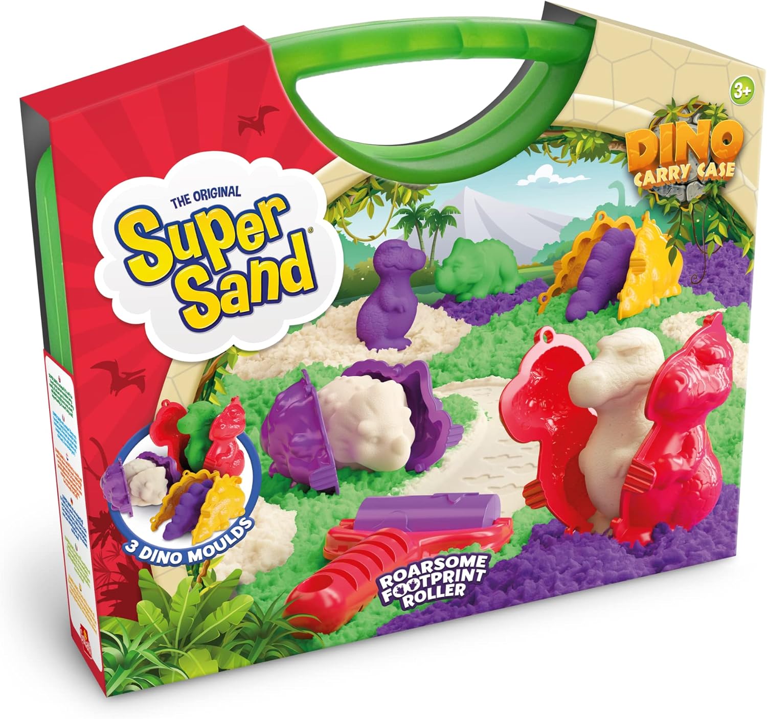 Super Sand Goliath, Colorful Sand and Dinosaur Sculpture Case for Children Ages Three and Above - No Dry and No Dirty Sand