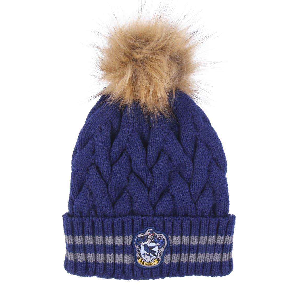 Harry Potter Pom Pom Knitted Hat One Size Ravenclaw - Blue