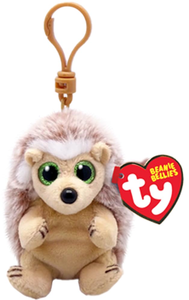 Ty Beanie Bellies Clips T43114 Soft Toy Key Ring Bumper the Hedgehog with Green Eyes Glitter Plush Animals with Soft Belly 12 cm