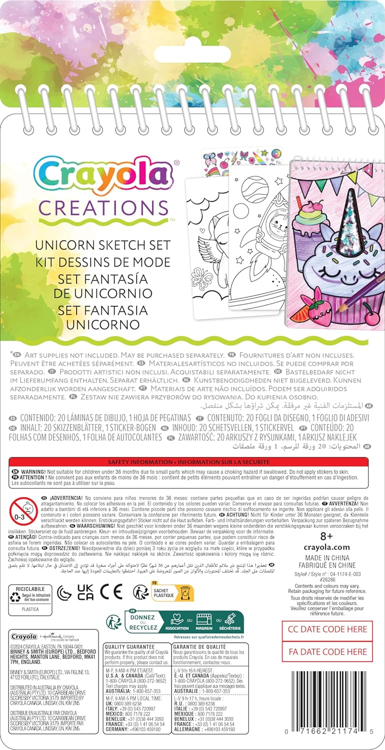 CRAYOLA Creations Unicorn Fantasy Set, Album with 20 Colouring Pages and 100 Stickers, Creative Activity for Children from 6 Years, 04-1174
