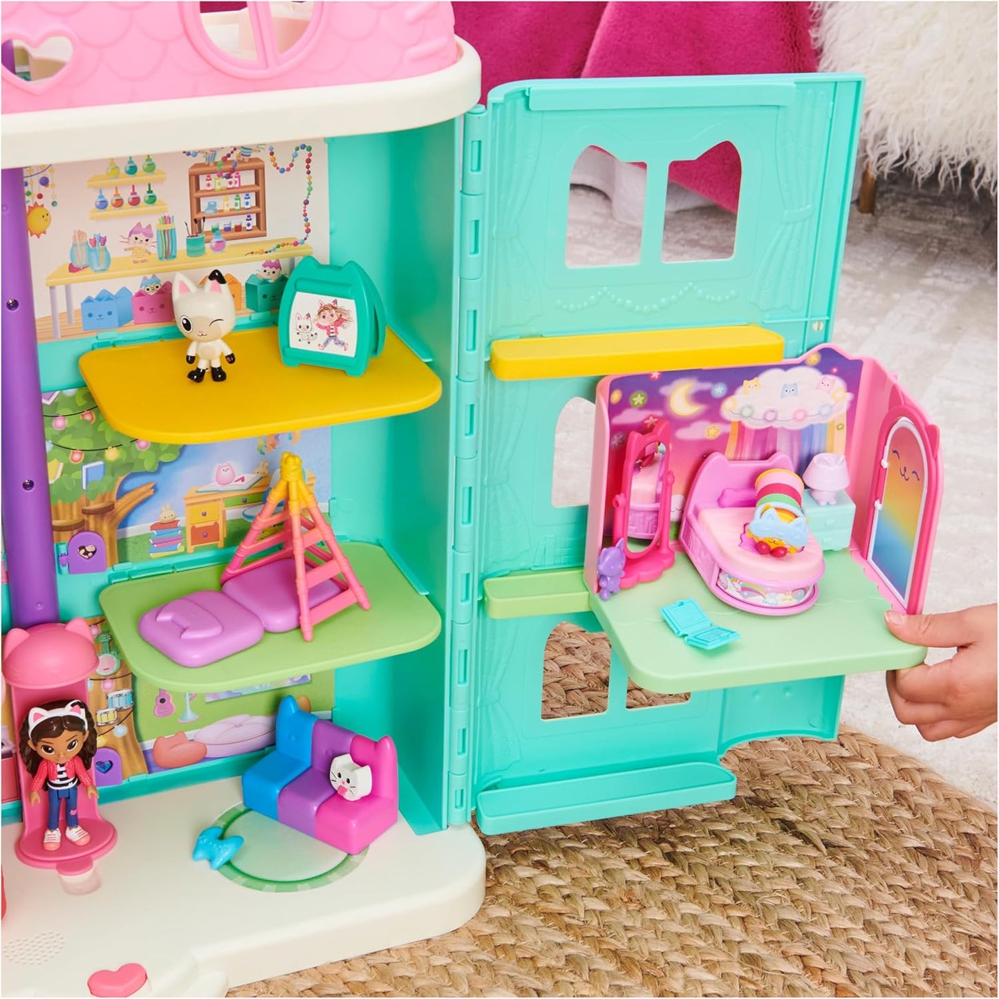 Gabby’s Dollhouse, Sweet Dreams Bedroom with Pillow Cat Figure and 3 Accessories, 3 Furniture Pieces and 2 Deliveries, Kids’ Toys for Ages 3 and above