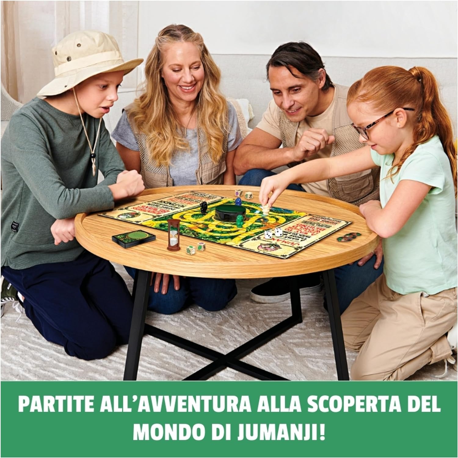Spin Master Games Editrice Giochi, Jumanji, Jumanji Il Gioco da Tavolo in Legno, Formato Deluxe, Giochi da Tavola di Avventura per Famiglie e Amici, da 2 a 4 Giocatori, 8+ Anni