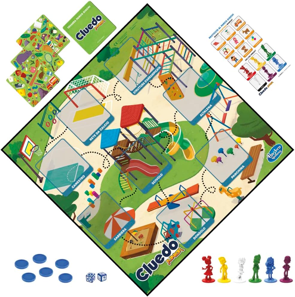 Hasbro Gaming Cluedo Junior, Gioco da Tavolo 2 in 1 con Tabellone Fronte-Retro, Gioco di Investigazione per Bambini e Bambine dai 4 Anni in Su per 2-6 Giocatori