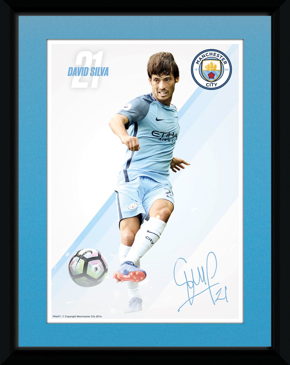 GB Eye Manchester City Silva 16/17" Framed Print, Various, 20 x 15 cm