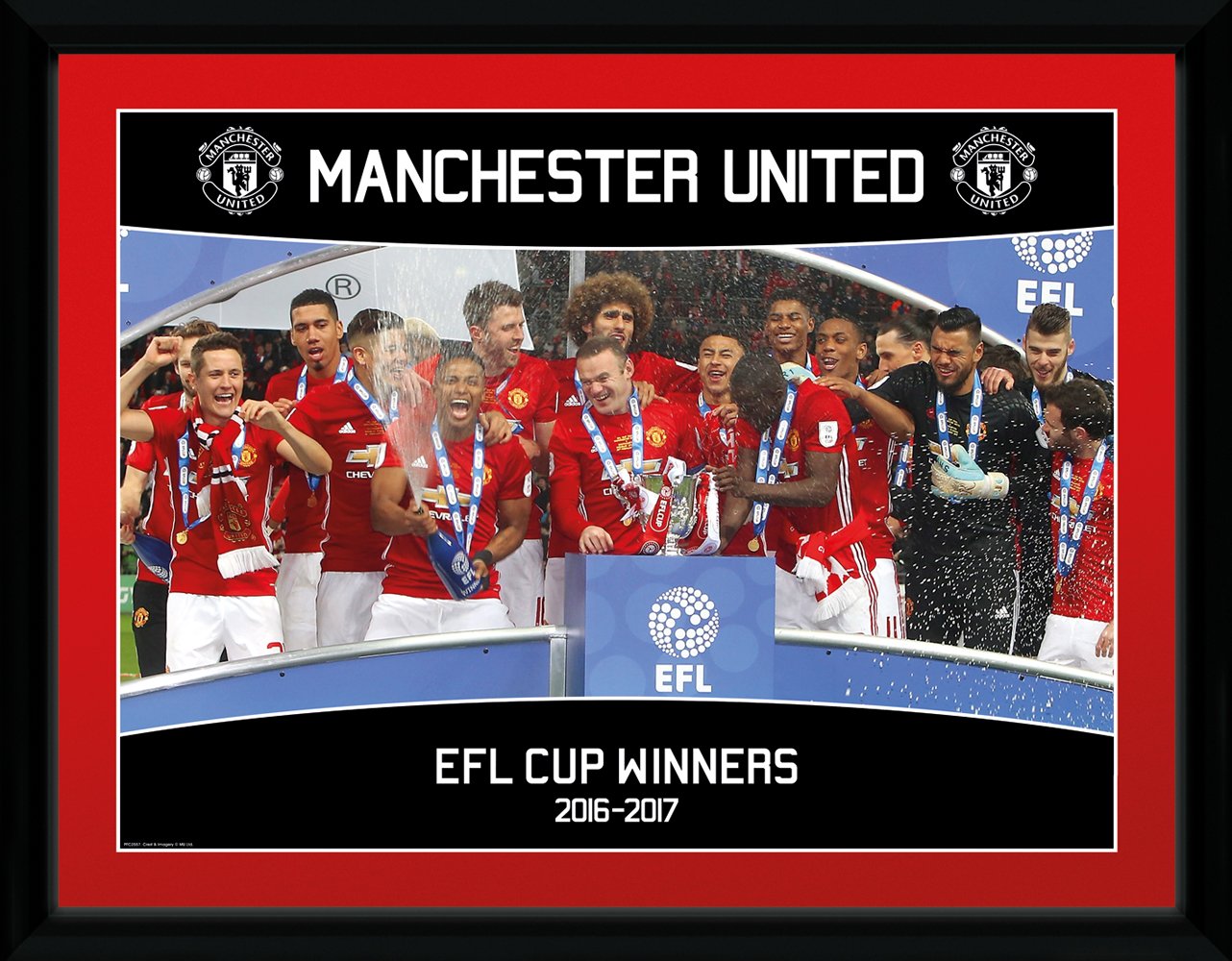 GB eye LTD, Manchester United, EFL Cup Winners 16/17, Framed Print 30x40cm, Wood, Multi-Colour