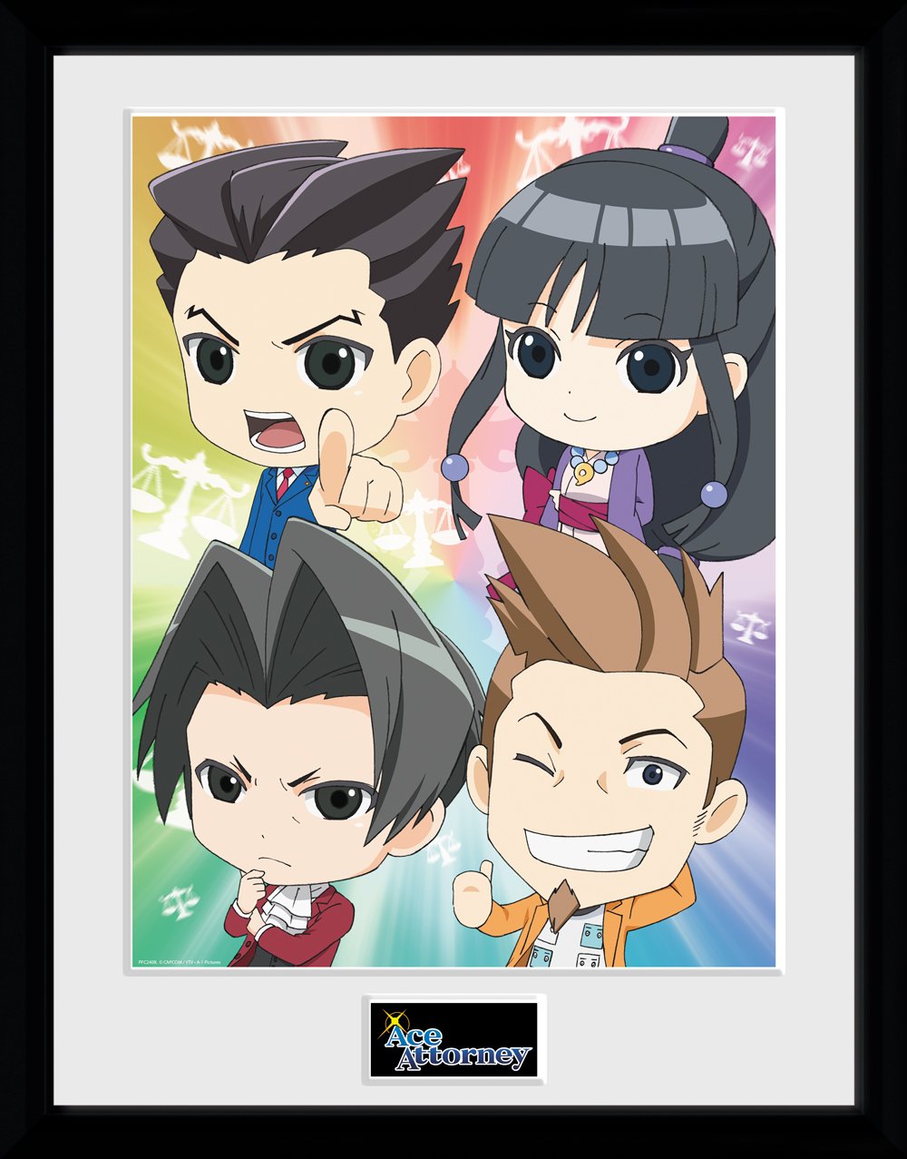 GB eye LTD, Ace Attorney, Chibi, Framed Print 30x40 cm, Wood, Various,