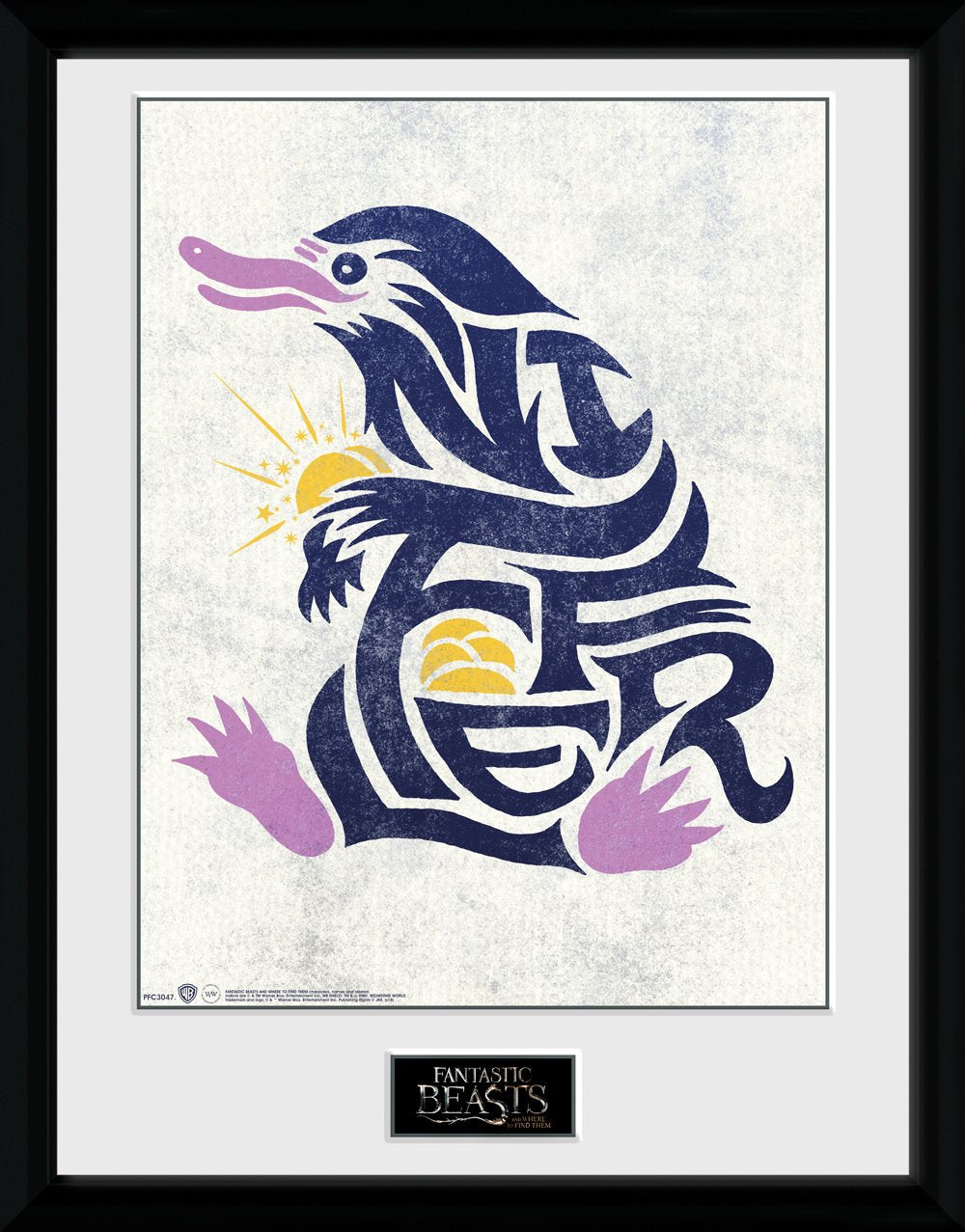 GB eye Fantastic Beasts Niffler Graphic Symbol Framed Print, Wood, Various, 33 x 44 x 3 cm