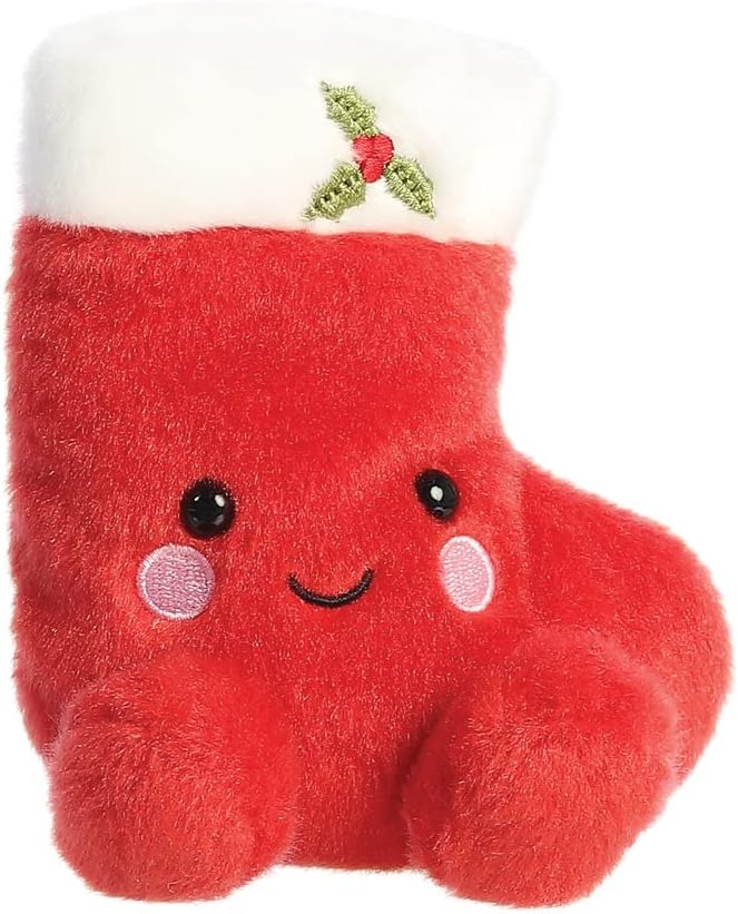 Aurora, 99220, Palm Pals Holly Christmas Stocking, 5In, Soft Toy, Red & White