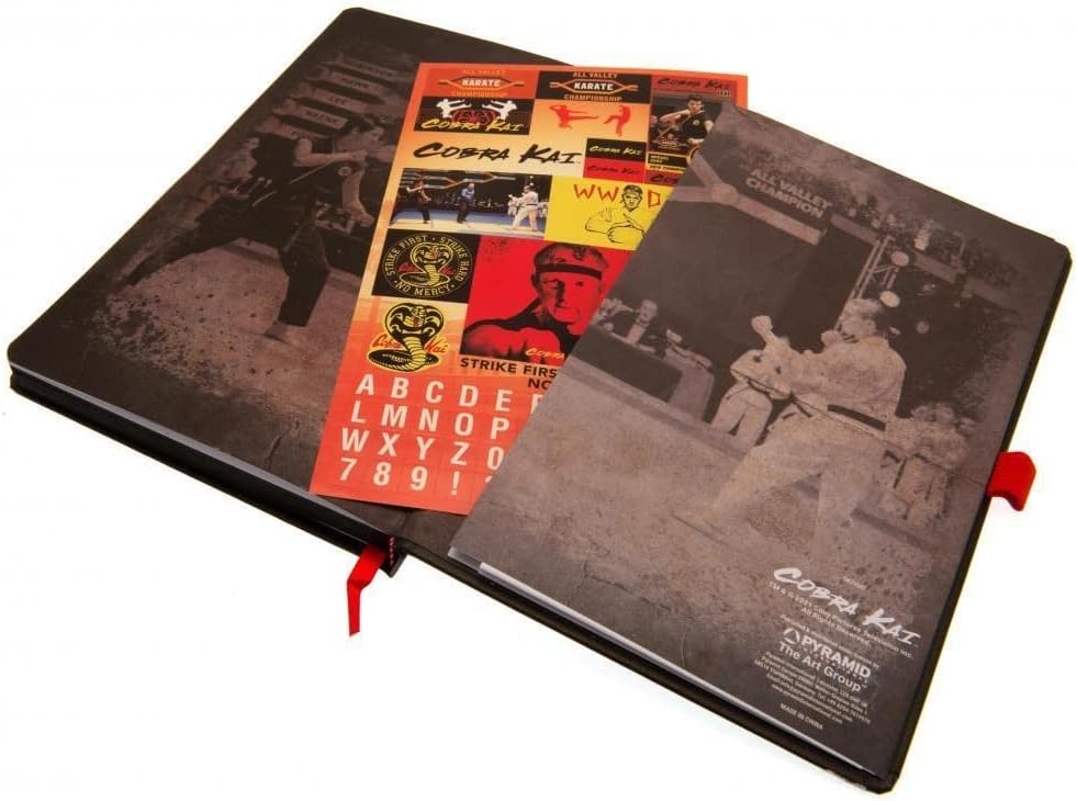 Cobra Kai Notebook & Sticker Set (VHS Design) A5 Premium Journal Notebook, Note Book, Writing Book & Notebooks A5, Great Cobra Kai Gifts - Official Cobra Kai Merchandise
