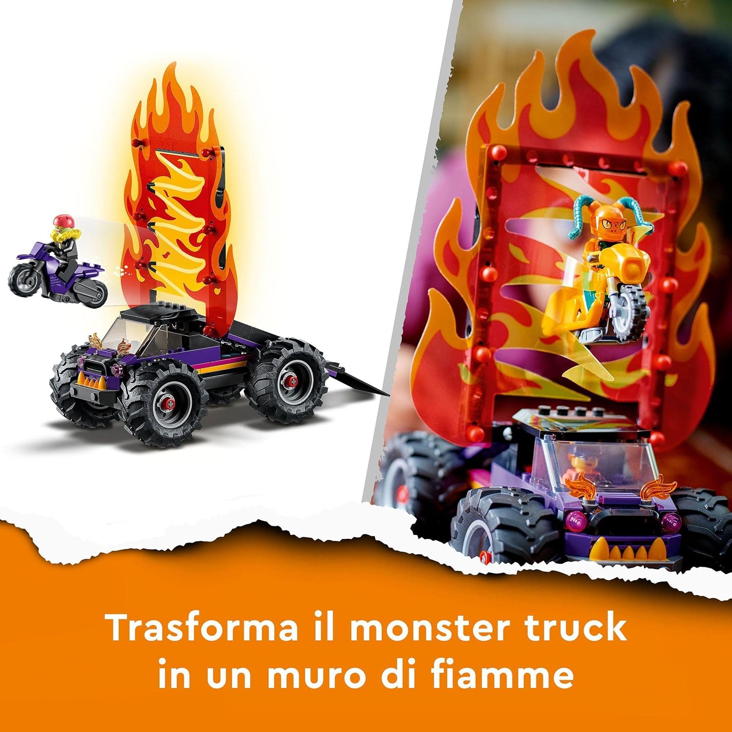 LEGO 60339 City Stuntz Double Loop Stunt Arena, Monster Truck Playset with 2 Toy Motorbikes, Ramp and Minifigures, for Kids Aged 7 Plus Standard packaging