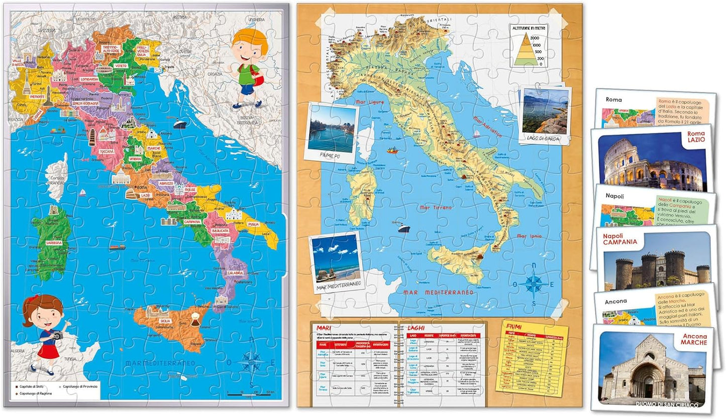 Clementoni 16594 Sapientino Più-Discover Smart-Puzzle Map Physics and Politics Educational 6 Years, Geography Game Children, Made in Italy, English