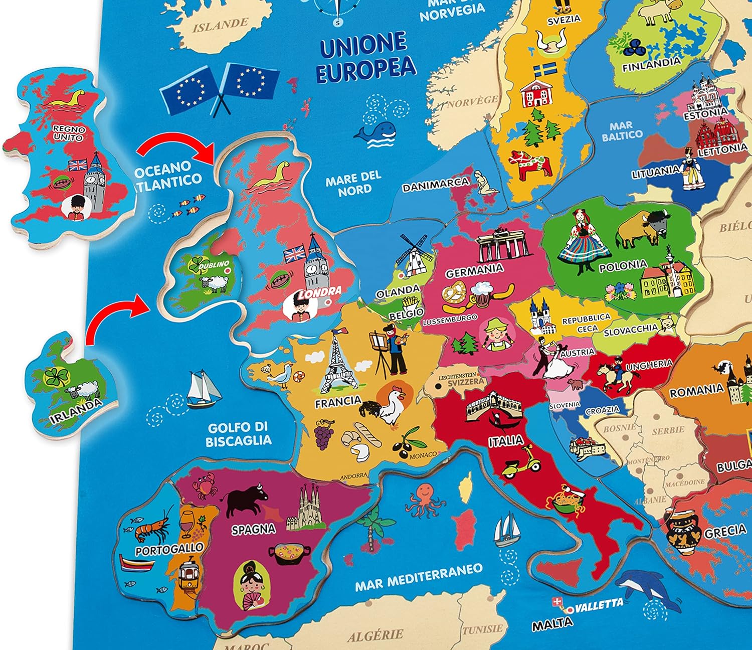 Theorem Puzzle in Wood, Multi-Colour Europe Multi-Coloured