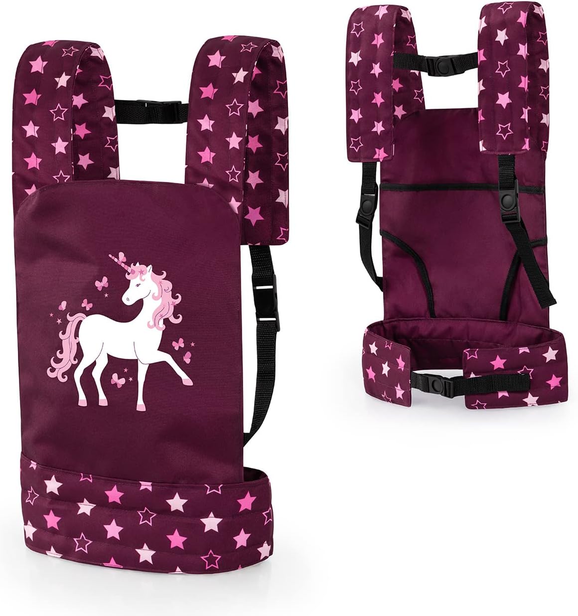 Bayer Design 62223AA Poppendrager EasyCarry, verstelbare bandjes, voor en achter draagbaar, rood, eenhoorn