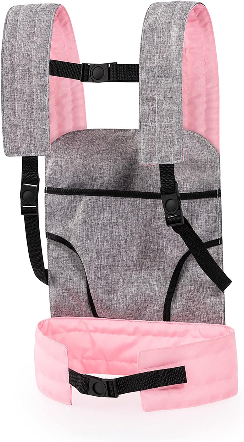 Bayer Design Design-62233AA Animaux 62233AA Porte bébé pour Poupon EasyCarry, Accessoires Poupées, Sac à Dos, réglable, Gris, Rose, Papillon, 46 x 33 cm