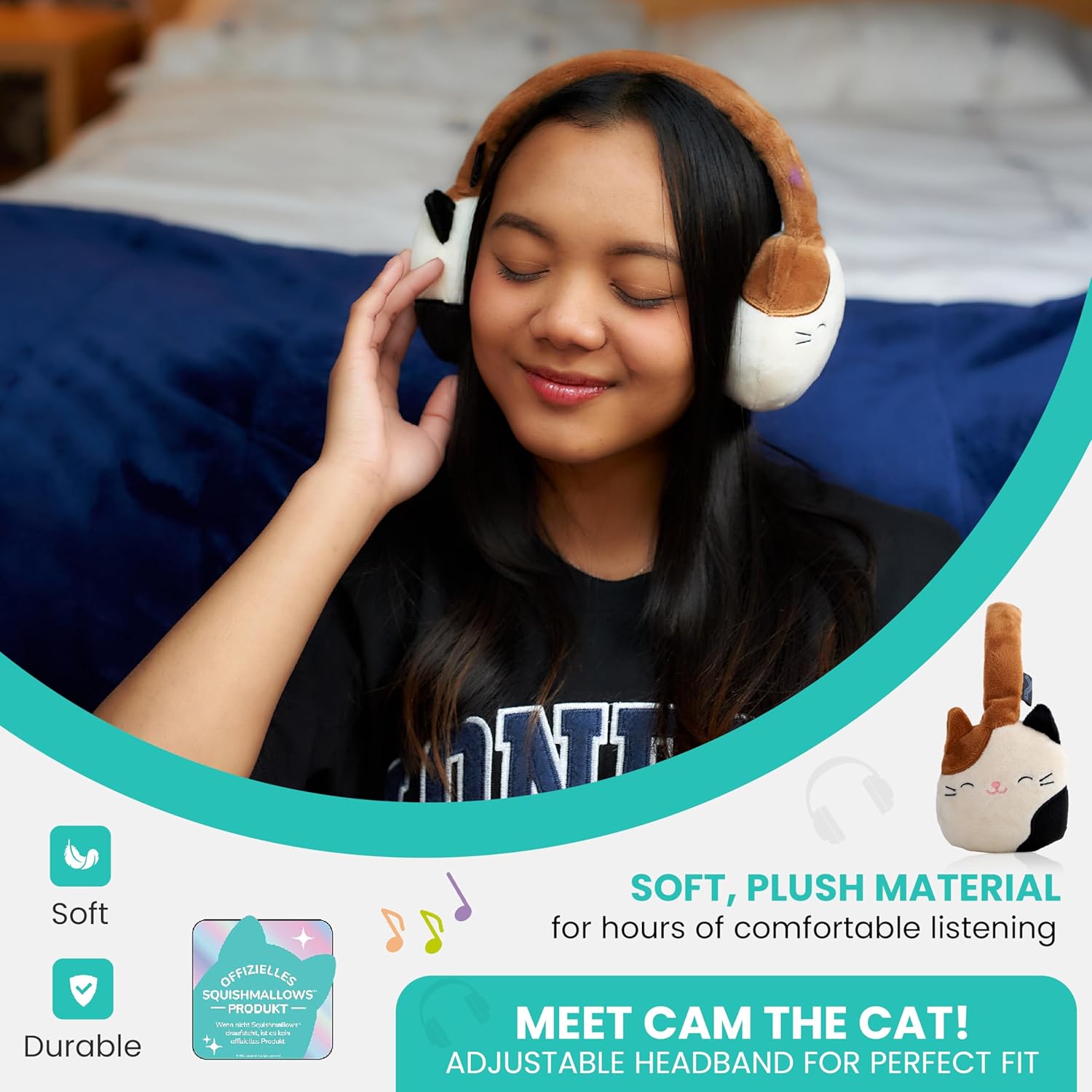 Tura Squishmallows - Plush Bluetooth Headphones - Cameron (608072)