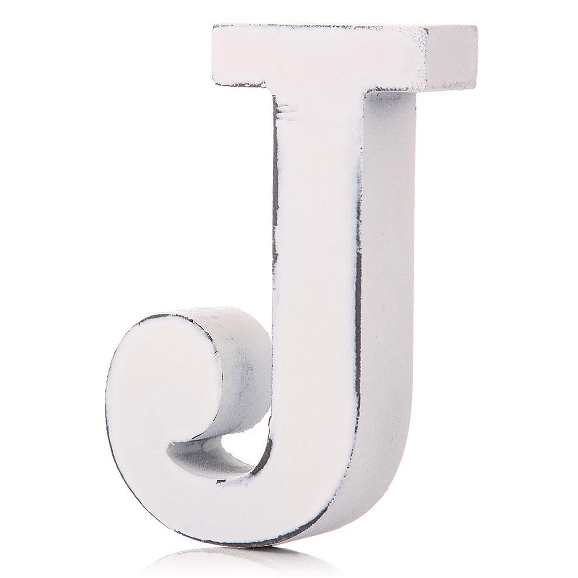 Giftwarez Vintage Wooden Letter J White