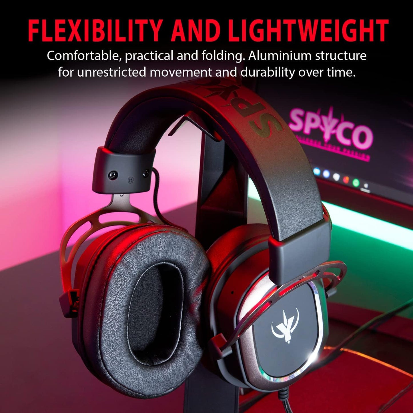 SPYCO Impulse HE-122, Gaming Headset, Controller Audio 7.1, 2 Inch Driver Audio, 0.13 Inch Analog Jack, Omnidirectional Microphone, Lightweight, Foldable, PC/Mac/Xbox One/PS4/Nintendo Switch