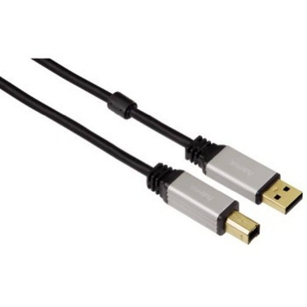Hama 75053742 Câble USB 2.0 (Pines A Macho a Pines B Macho, Contacto Dorado, apantallado, 1,8 m), Color