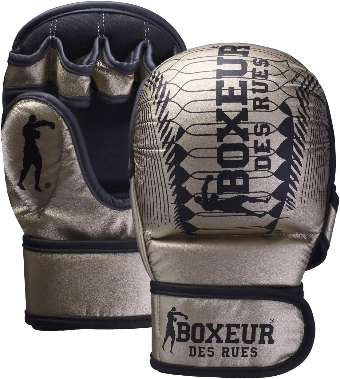 BOXEUR DES RUES - Synthetic Iridescent Leather Gloves, Unisex 3XL Gold