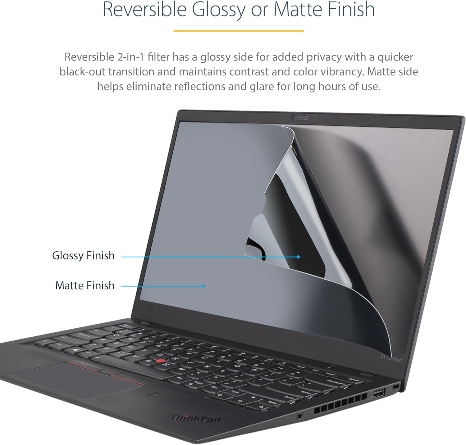 StarTech.com 17.3-inch 16:9 Laptop Privacy Filter, Anti-Glare Privacy Screen w/51% Blue Light Reduction, Notebook Screen Protector w/ +/- 30 Degrees Viewing Angle, Matte/Glossy (173L-PRIVACY-SCREEN