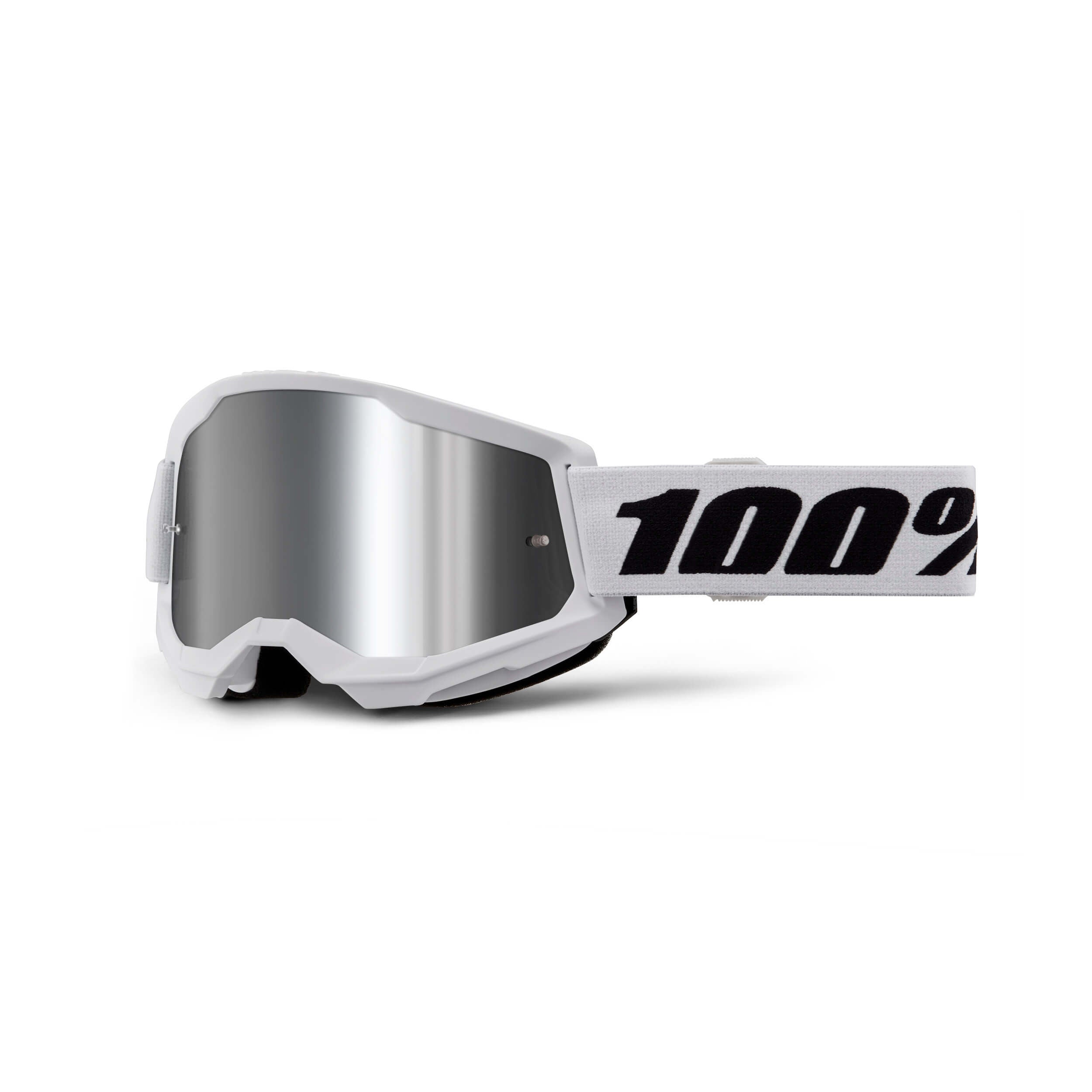 100% Strata 2 Essential Chrome Lunettes de motocross (White/Black