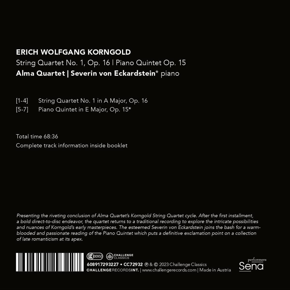 Erich Wolfgang Korngold: String Quartet No. 1, Op. 16/...