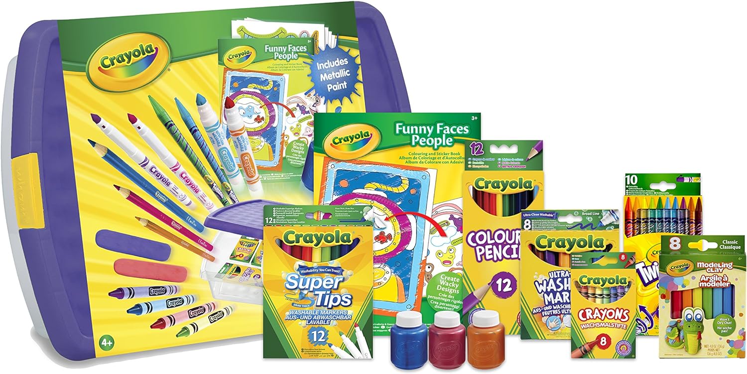 CRAYOLA Mega Activity Tub - Including Crayons, Markers, Pencils, Pens, Paints, Clays, Colouring Book and Stickers | Kids Arts sand Crafts | Ideal for Kids Aged 4+