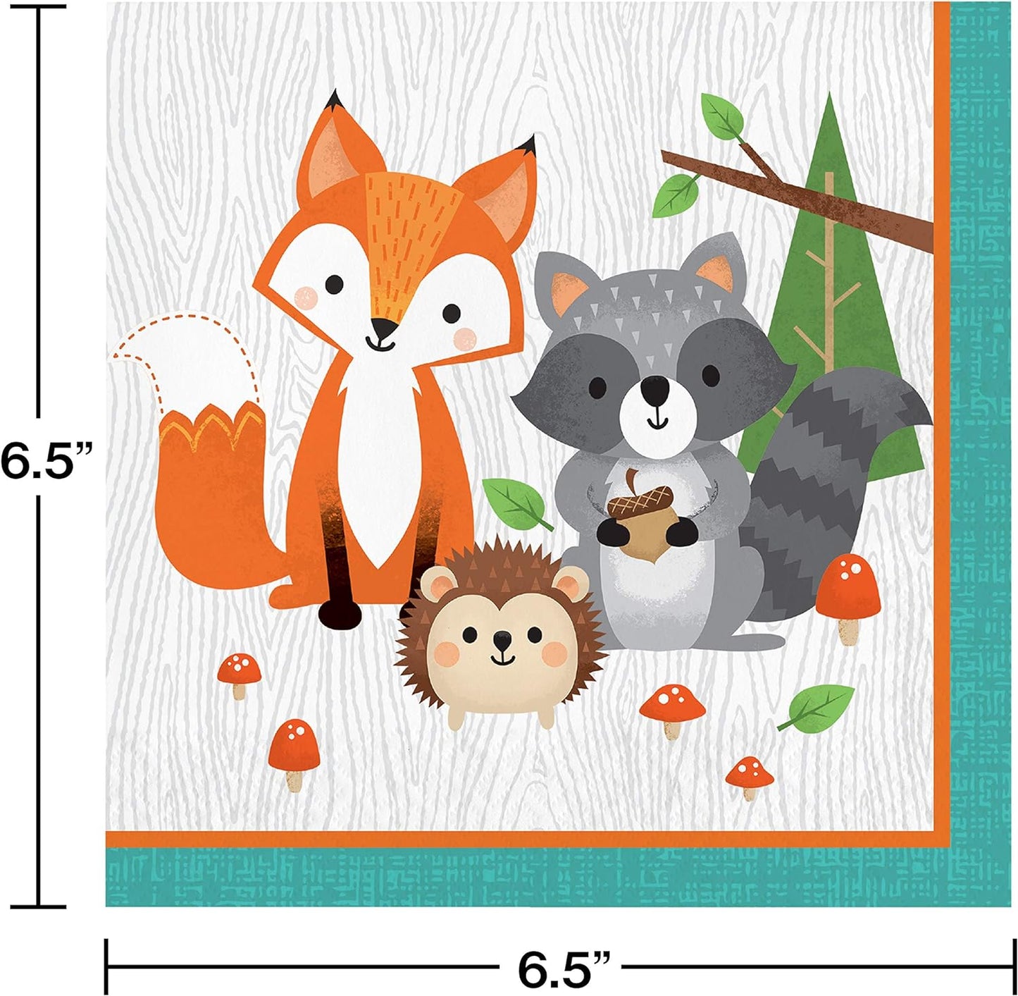 Creative Converting PC343947 Wild One Woodland Animals - Servilletas de papel para almuerzo (2 capas, 16 unidades