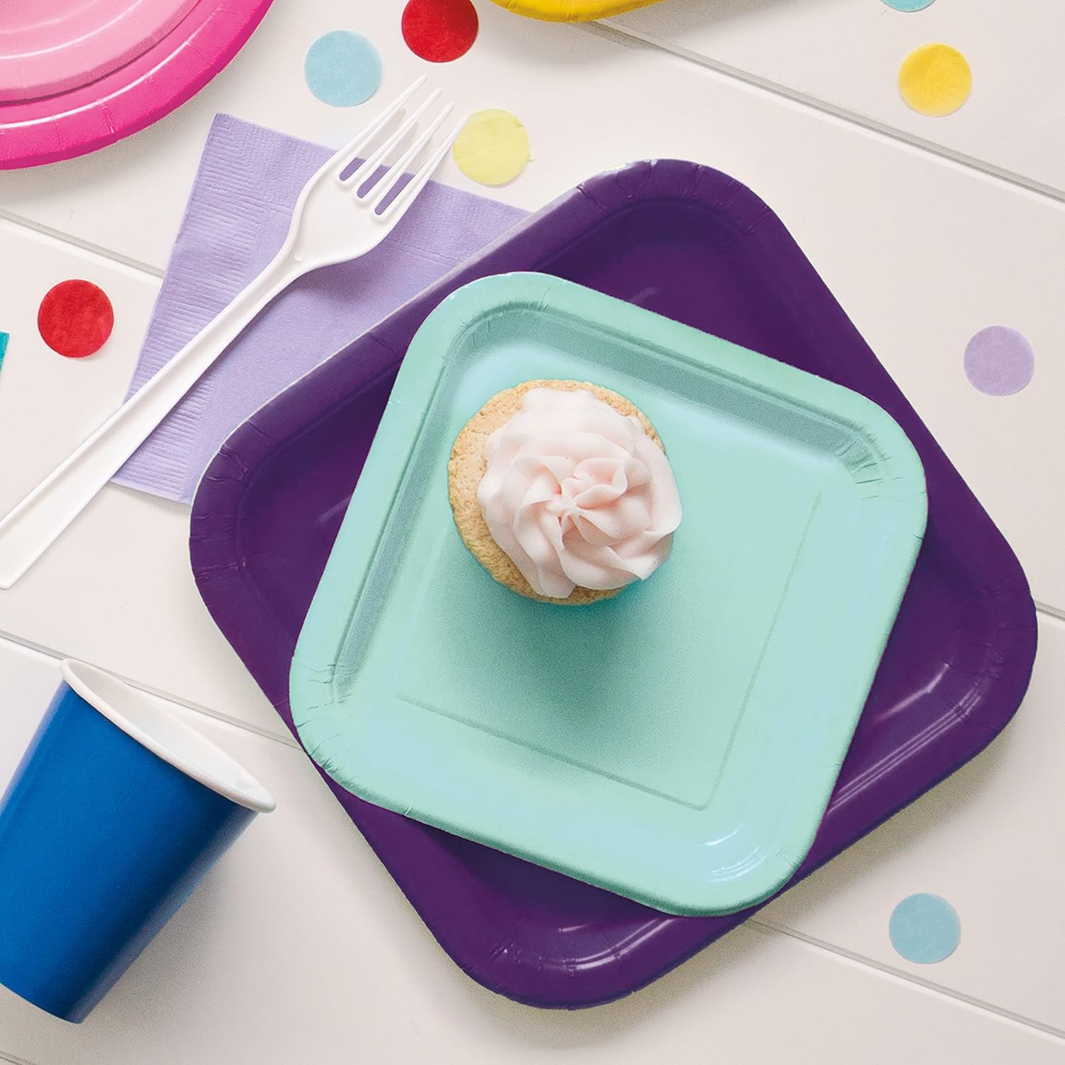 Unique- Platos Cuadrados de Papel Ecológicos-18 cm Verde Menta-Paquete de 16, Color mint green (99274EU