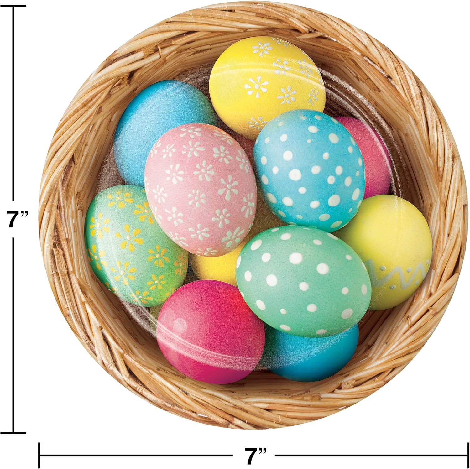 Creative Converting 343192 Easter Bunny and Basket Dessert Plates, 7", Multi-Color