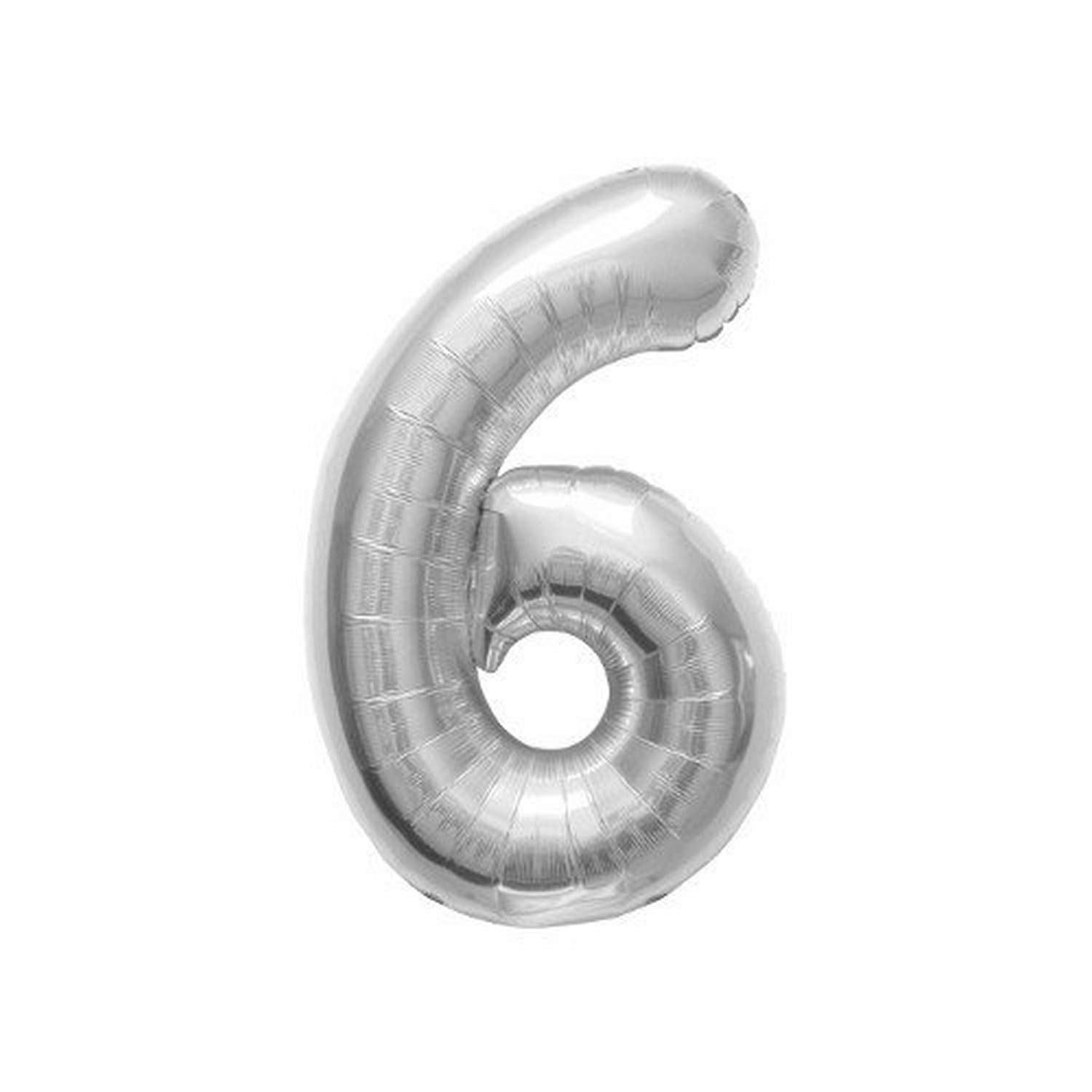 Silver Number 6 Air Fill Foil Balloon - 16 Inches / 41cm