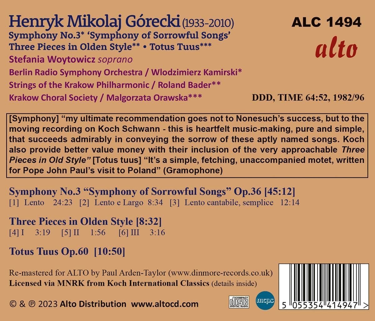 Symphony No.3 'Sorrowful Songs'/Totus Tuus/+