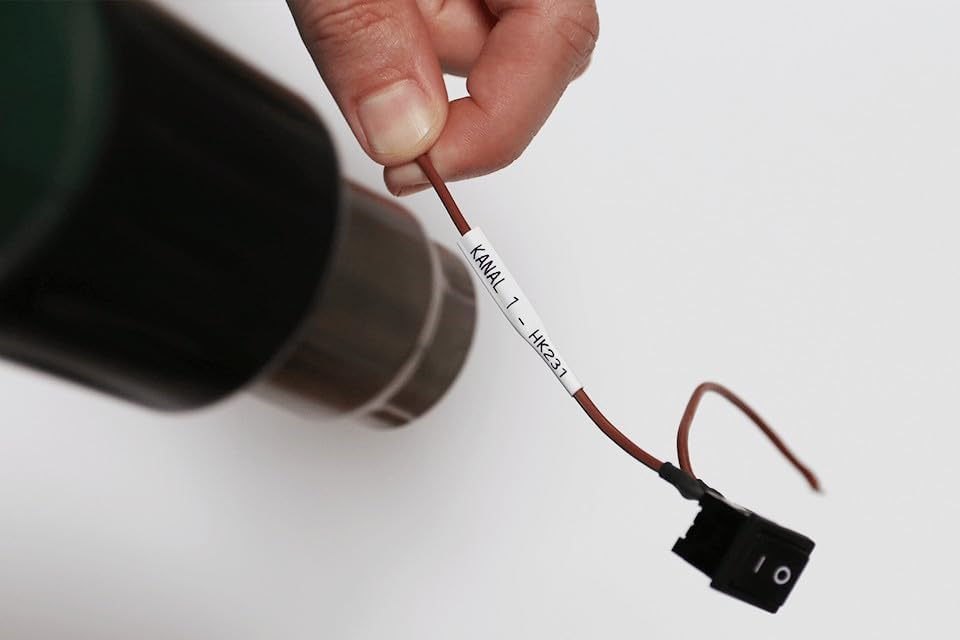 Brother Genuine Pro Tape HSe-211E Heat Shrink Tubing - Black on White, 5.2mm Wide, 1.5m Long