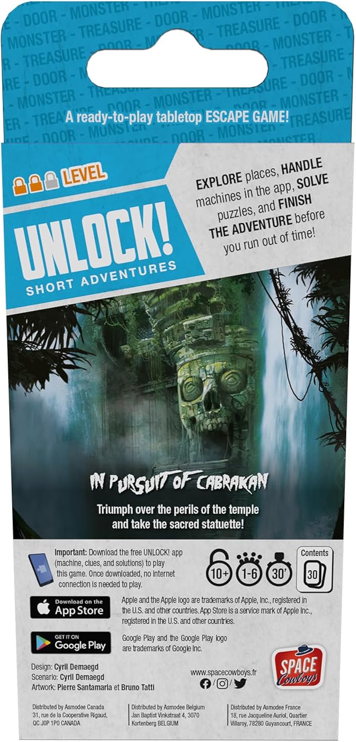 Space Cowboys Unlock! Short Adventures 5: in Pusuit of Cabrakan - Immersive Escape Room Card Game for Kids and Adults, Ages 10+, 1-6 Players, 30 Minute Playtime, Made