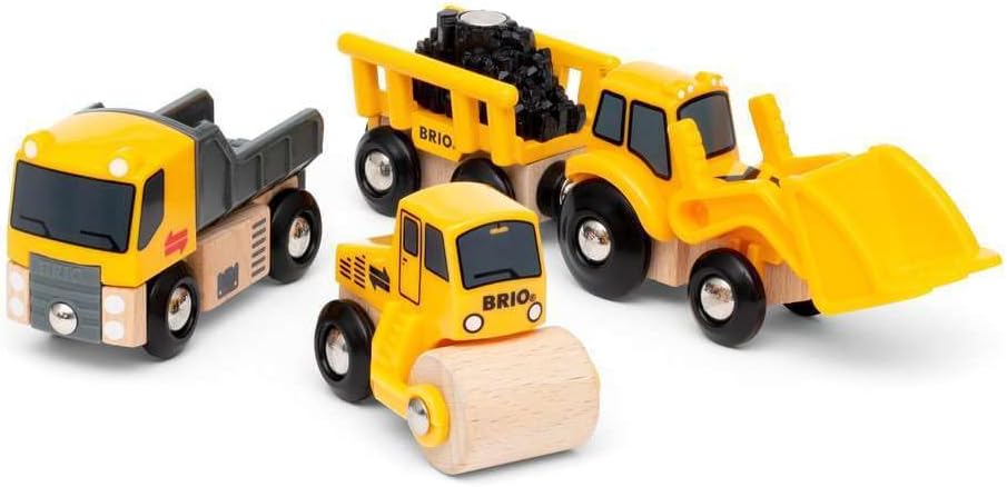 BRIO World Construction Vehicles for Kids Age 3 Years Up - Wooden Railway Train Set Add On Accessories