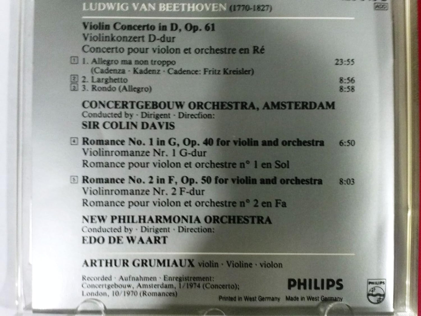 Violinkonz.Op.61/Violinrom.1+2