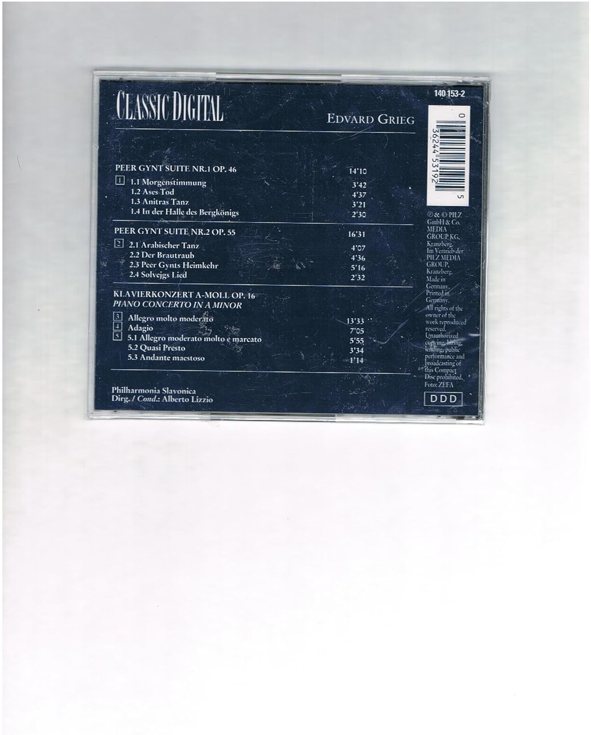 Edvuard Grieg Peer Gynt Suites & Piano Concerto in A Minor