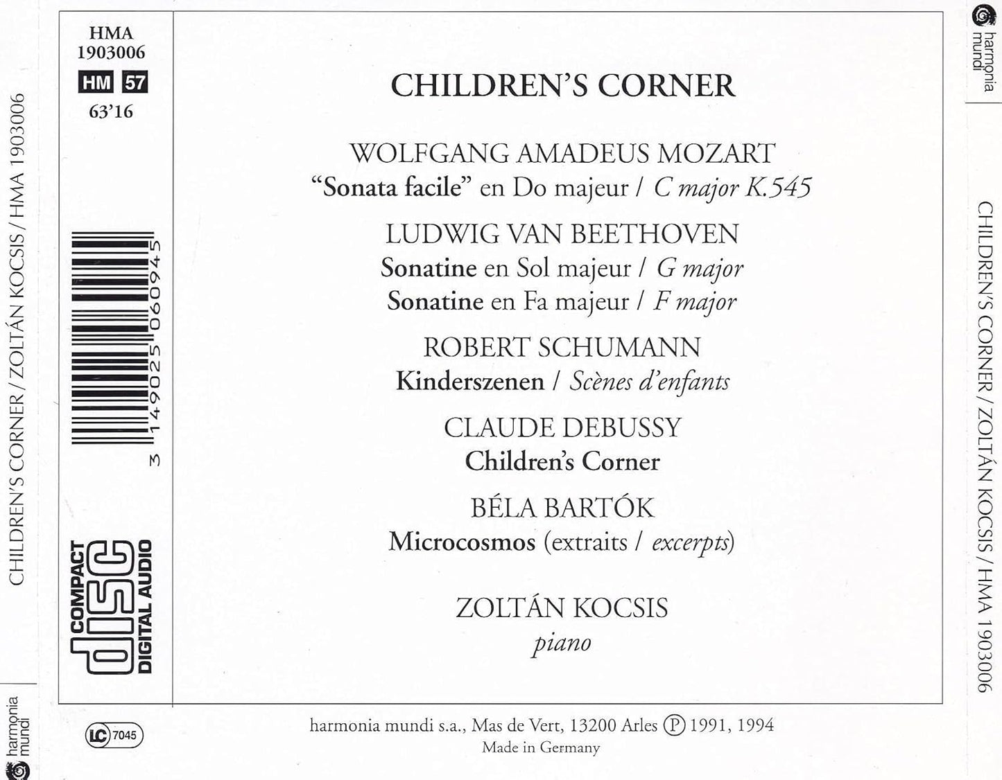 Sonata Facile C Major K.545 / Sonatine G Major & F Major / Kinderszenen / Child