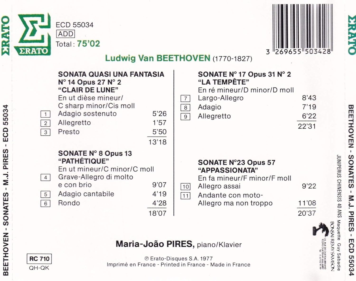 1-CD BEETHOVEN - SONATAS - MARIA-JOAO PIRES
