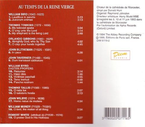 Au Temps de la Reine Vierge, Worcester Cathedral Choir