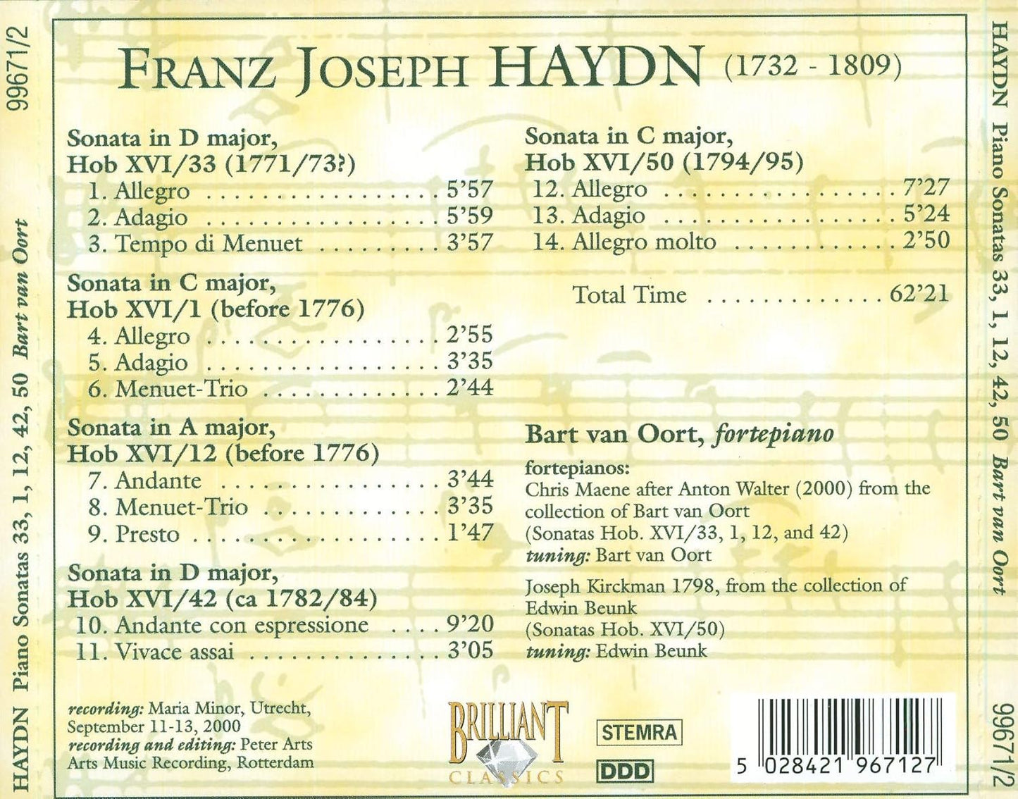 Piano Sonatas 33, 1, 12, 42, 50
