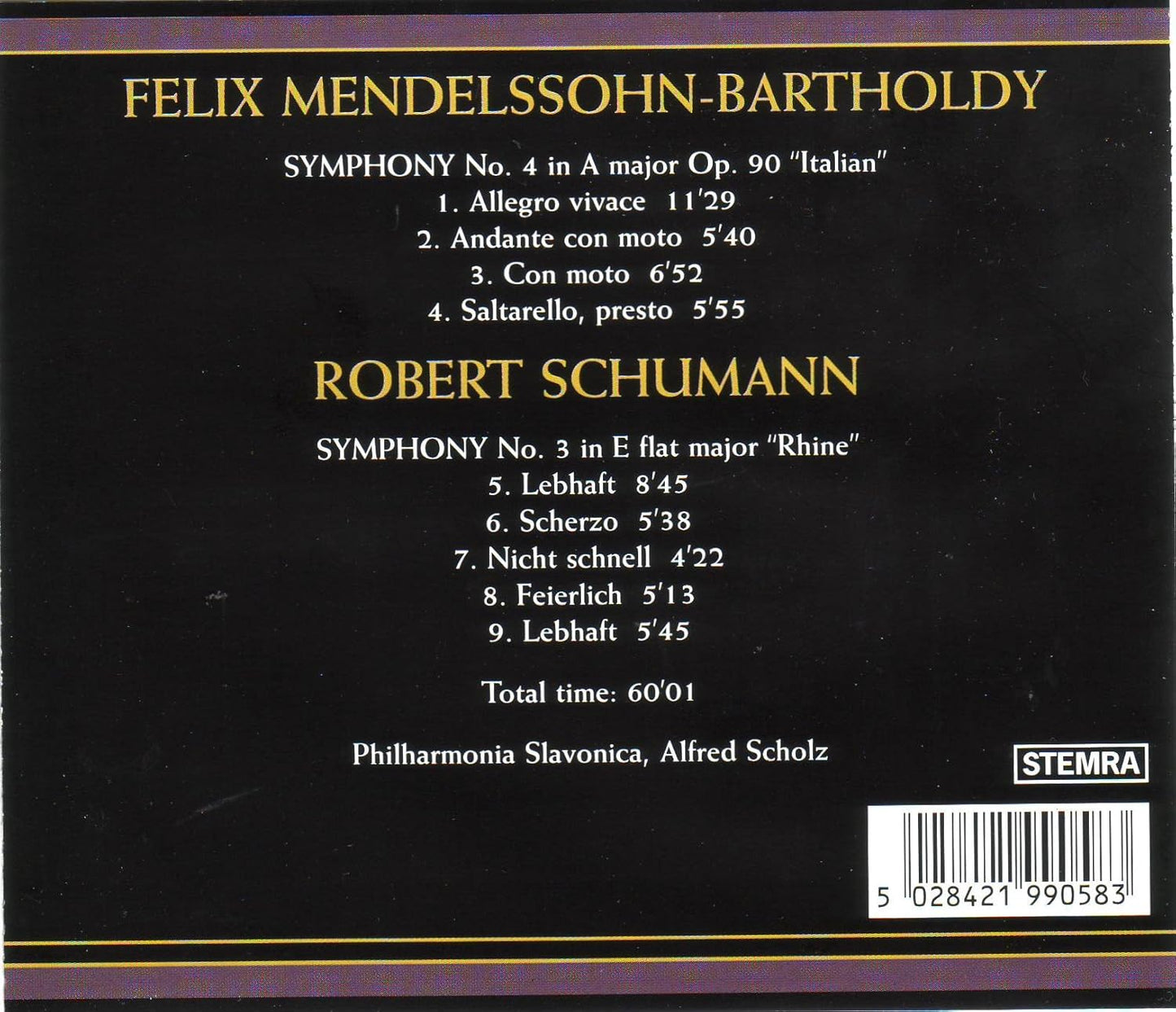 Symphony No. 4 ``Italian`` / Symphony No. 3 ``Rhine``