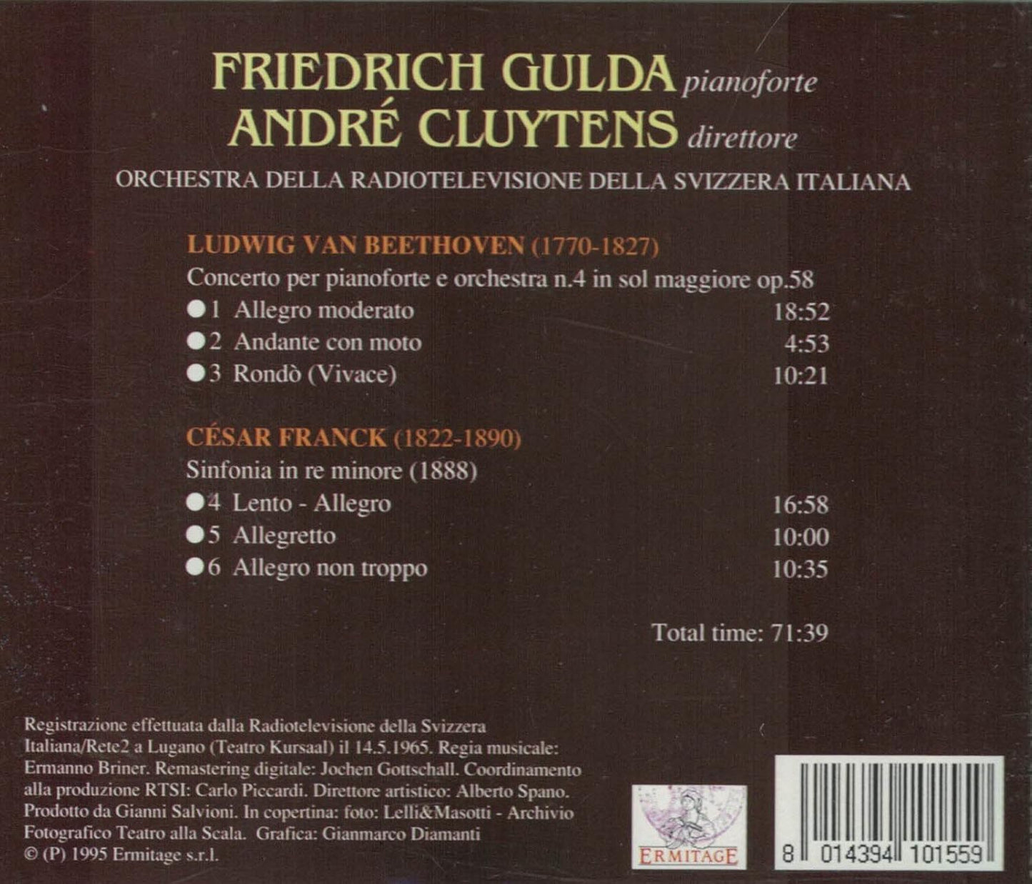 Concerto Per Piano E Orchestra N. 4 Op. 58 / Sinfonia In Re Minore ( 1888)