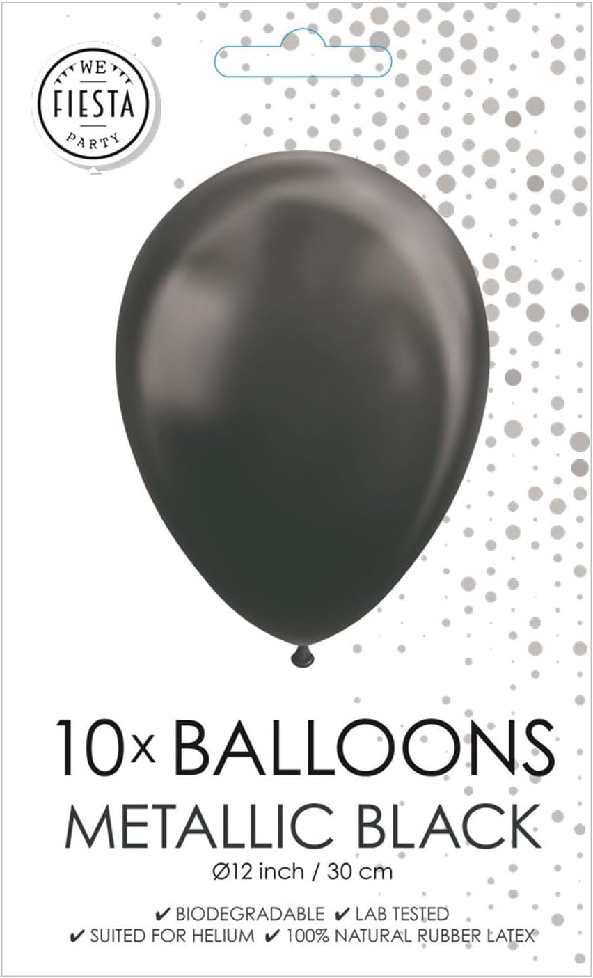 Globos - Ballonnen Metallic Zwart 30cm 10st.