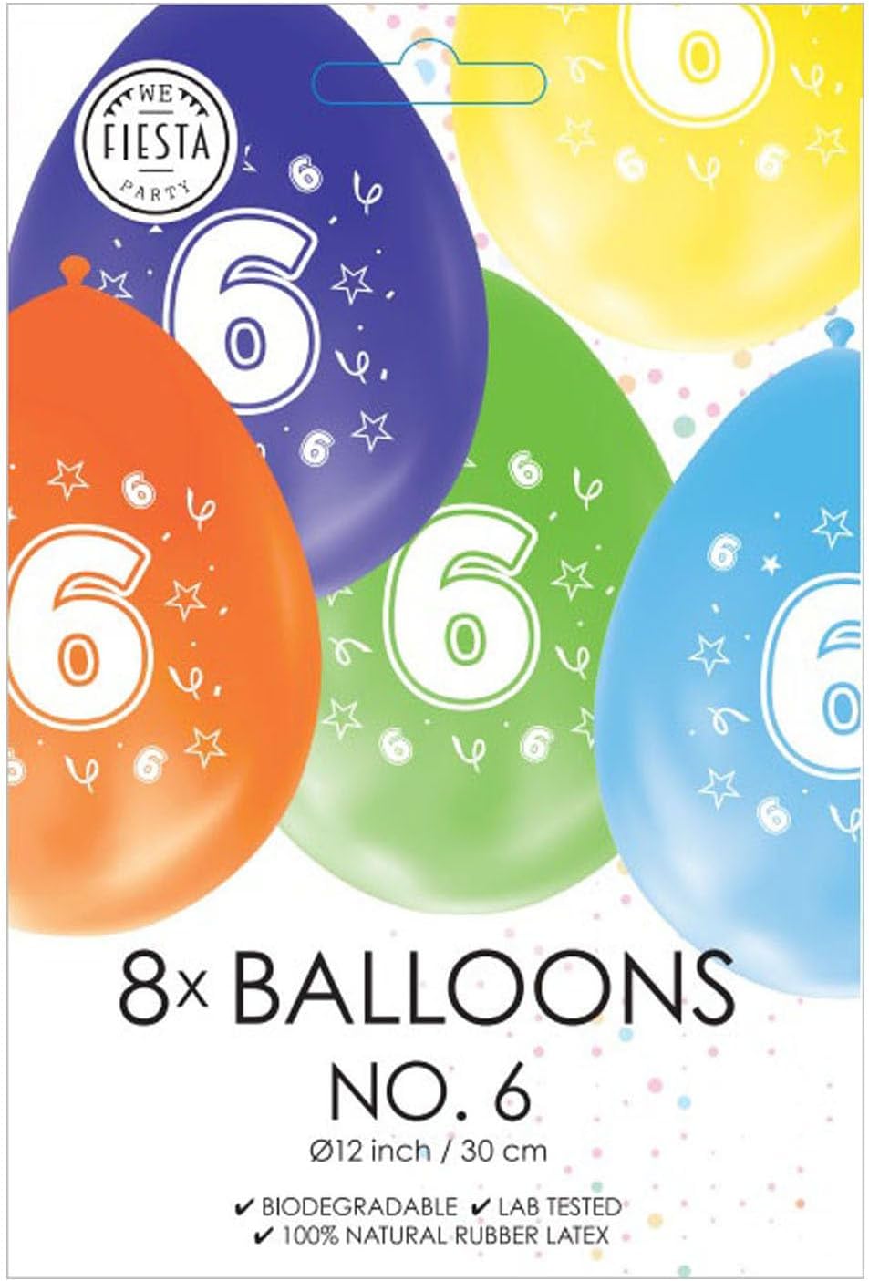 Globos - Ballonnen 2-zijdig Geprint Cijfer 6 8st.