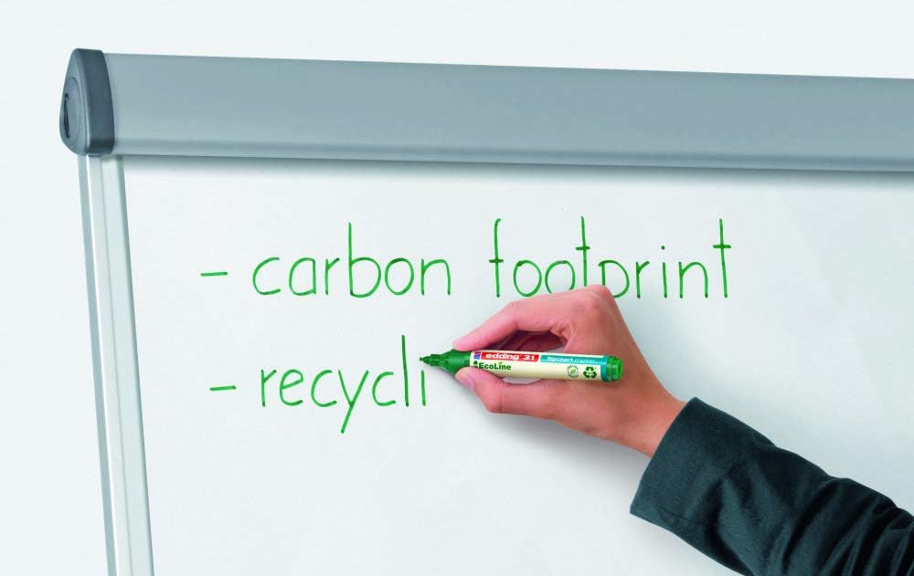 edding 31 EcoLine flipchart marker set - multi-coloured - 4 pens - round nib 1.5-3 mm - marker for writing, drawing and marking on flipchart paper - does not bleed through - refillable