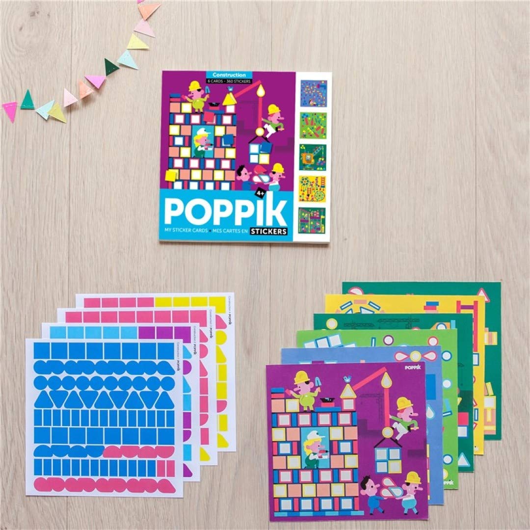 Poppik Stickern nach Zahlen 360 Stickers - Karte - kreativ Poster malen - Kinder ab 4 Jahren (Construction